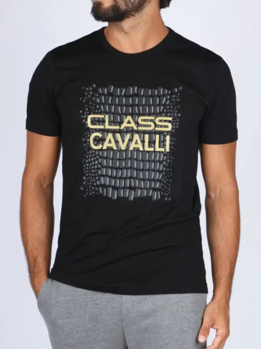 Cavalli Class Croc Print Graphic T-Shirt